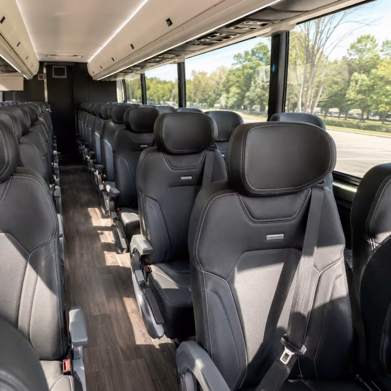 56 passenger charter bus inside